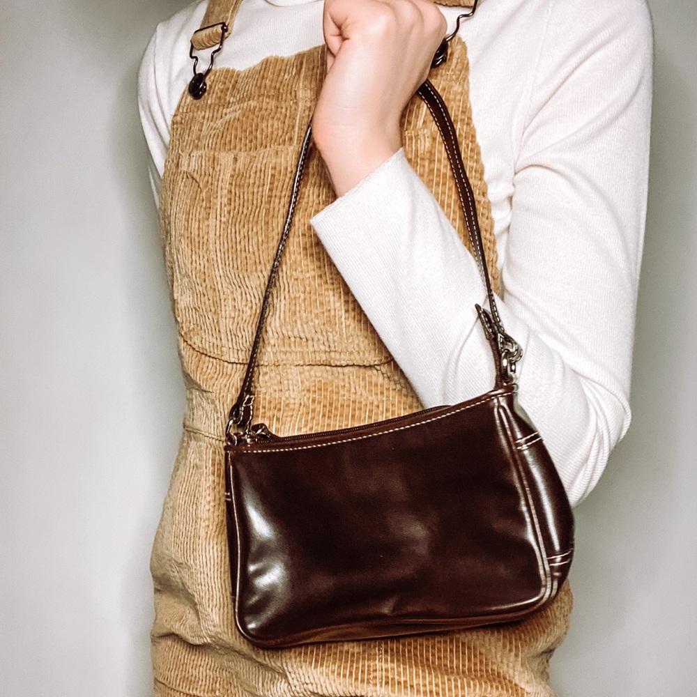 Brown faux leather mini purse